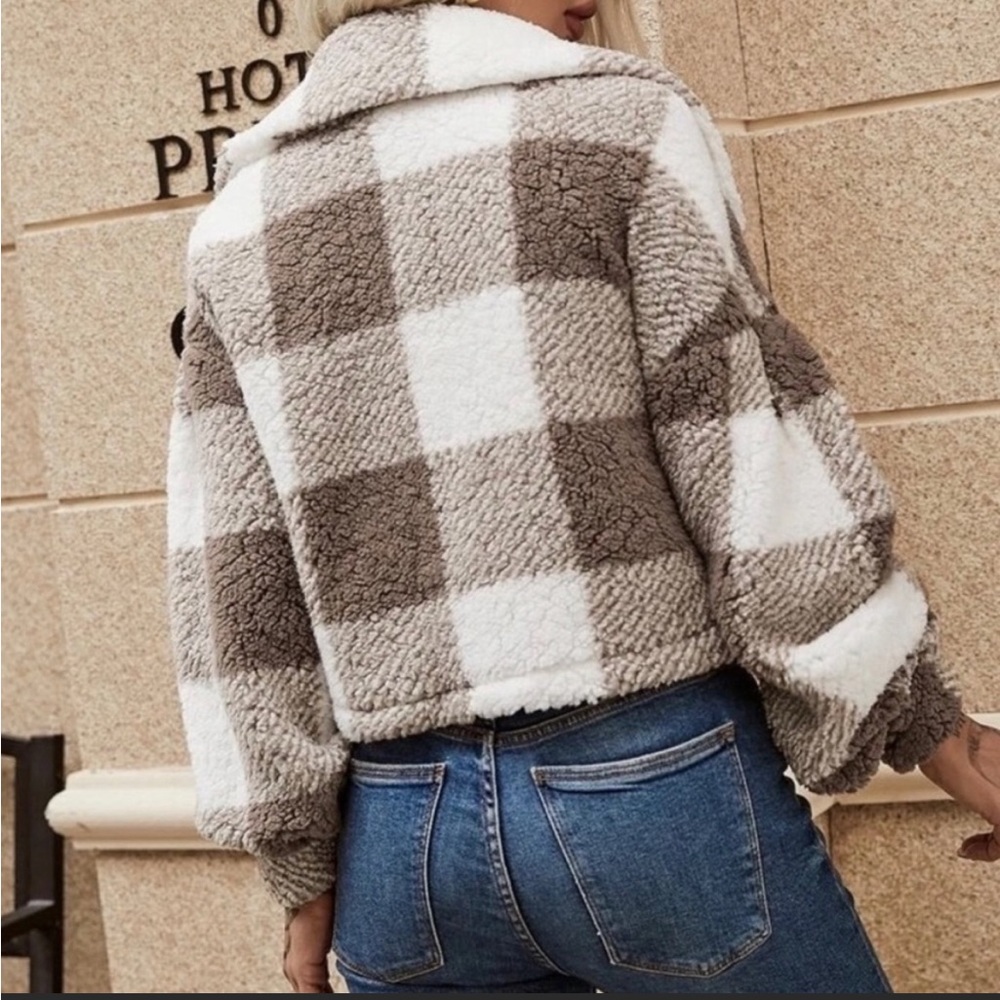 Boho plaid teddy jacket - Picture 2 of 3